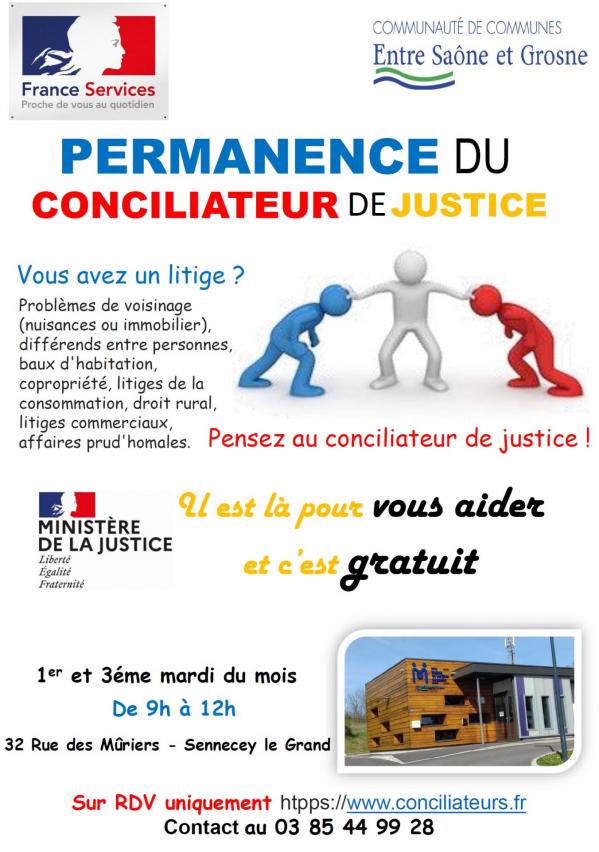 Affiche permanence conciliateur de justice