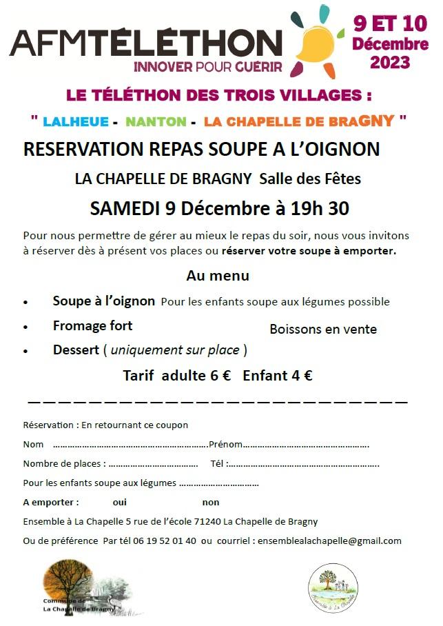 Reservation soupe oignon 2023